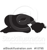 Vector Illustration of a Black Silhouetted Woman in a Yoga Pose by AtStockIllustration