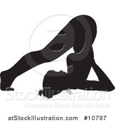 Vector Illustration of a Black Silhouetted Woman in a Yoga Pose by AtStockIllustration