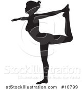 Vector Illustration of a Black Silhouetted Woman in a Yoga Pose by AtStockIllustration