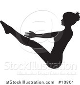 Vector Illustration of a Black Silhouetted Woman in a Yoga Pose by AtStockIllustration