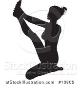 Vector Illustration of a Black Silhouetted Woman in a Yoga Pose by AtStockIllustration