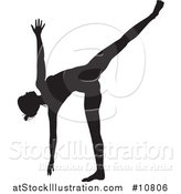 Vector Illustration of a Black Silhouetted Woman in a Yoga Pose by AtStockIllustration