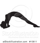 Vector Illustration of a Black Silhouetted Woman in a Yoga Pose by AtStockIllustration