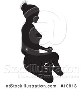 Vector Illustration of a Black Silhouetted Woman in a Yoga Pose by AtStockIllustration