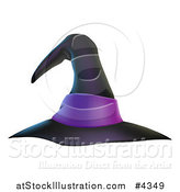 Vector Illustration of a Black Witch Hat with a Purple Band by AtStockIllustration