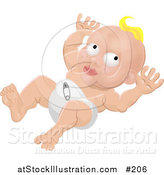 Vector Illustration of a Blond Caucasian Baby in a Nappy Diaper by AtStockIllustration