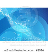 Vector Illustration of a Blue Abstract Background of Hexagons and Lightning by AtStockIllustration
