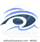 Vector Illustration of a Blue Abstract Swimmer Doing the Butterfly in Waves by AtStockIllustration