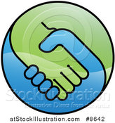 Vector Illustration of a Blue and Green Handshake Globe by AtStockIllustration