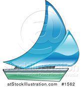 Vector Illustration of a Blue and Green Sailing Boat by AtStockIllustration
