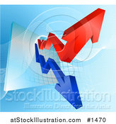 Vector Illustration of a Blue and Red Profit and Loss Arrows on a Business Graph by AtStockIllustration