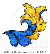 Vector Illustration of a Blue and Yellow Ornate Vintage Heraldry Floral Design Element by AtStockIllustration