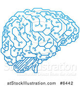 Vector Illustration of a Blue Artificial Intelligence Circuit Board Brain by AtStockIllustration