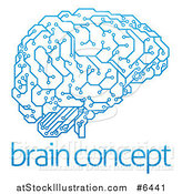 Vector Illustration of a Blue Artificial Intelligence Circuit Board Brain over Sample Text by AtStockIllustration