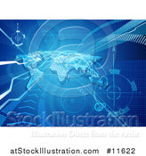 Vector Illustration of a Blue Background of Maps, Flight Paths and Navigation Elements by AtStockIllustration