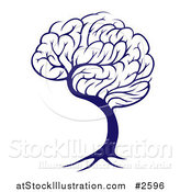 Vector Illustration of a Blue Brain Tree by AtStockIllustration