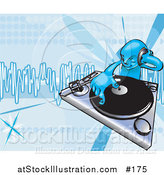 Vector Illustration of a Blue DJ Mixing Records on a Turntable by AtStockIllustration