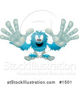 Vector Illustration of a Blue Furry Monster Reaching His Arms out to the Viewer by AtStockIllustration