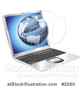 Vector Illustration of a Blue Globe Emerging from a Laptop by AtStockIllustration