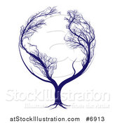 Vector Illustration of a Blue Globe Tree with Bare Branches Forming the Continents of Earth by AtStockIllustration