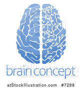 Vector Illustration of a Blue Half Human, Half Artificial Intelligence Circuit Board Brain over Sample Text by AtStockIllustration