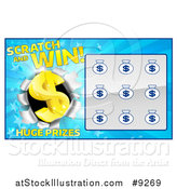 Vector Illustration of a Blue Instant Scratch and Win Lottery Card Design by AtStockIllustration