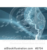 Vector Illustration of a Blue Lightning and Hexagon Background by AtStockIllustration