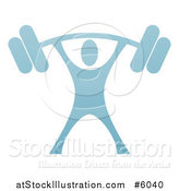 Vector Illustration of a Blue Man Lifting a Heavy Barbell over His Head by AtStockIllustration