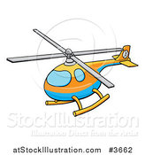 Vector Illustration of a Blue Orange and Yellow Helicopter by AtStockIllustration
