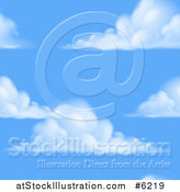 Vector Illustration of a Blue Sky and Puffy Cloud Seamless Background Pattern by AtStockIllustration