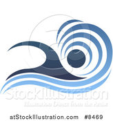 Vector Illustration of a Blue Swimmer Design with a Wave by AtStockIllustration