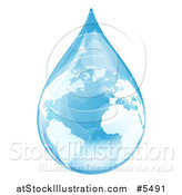 Vector Illustration of a Blue Water Drop Earth with Reflections by AtStockIllustration