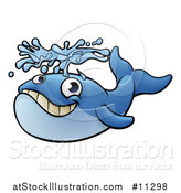 Vector Illustration of a Blue Whale Spouting Water by AtStockIllustration