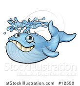 Vector Illustration of a Blue Whale Spouting Water by AtStockIllustration