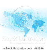 Vector Illustration of a Blue World Map with Grid Lines by AtStockIllustration