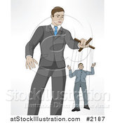 Vector Illustration of a Boss Controlling an Employee on Puppet String by AtStockIllustration