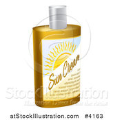 Vector Illustration of a Bottle of Sun Block Cream with Sample Text and a Sun by AtStockIllustration