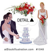 Vector Illustration of a Bouquet and the Bride's Dress by AtStockIllustration