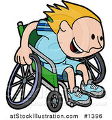 Vector Illustration of a Boy in a Wheelchair, Racing Downhill During a Marathon by AtStockIllustration