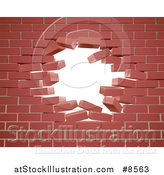 Vector Illustration of a Breaking Brick Wall with a Hole by AtStockIllustration