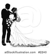 Vector Illustration of a Bride and Groom Leaning in to Kiss by AtStockIllustration