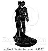 Vector Illustration of a Bride and Groom Posing Together - Silhouetted Version by AtStockIllustration