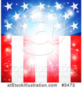 Vector Illustration of a Bright American Flag Burst Background by AtStockIllustration