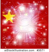 Vector Illustration of a Bright Burst of Light over a Chinese Flag by AtStockIllustration