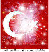 Vector Illustration of a Bright Burst of Light over a Turkish Flag by AtStockIllustration