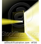 Vector Illustration of a Bright Light Shining Through an Open Door and Key Hole by AtStockIllustration
