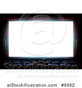 Vector Illustration of a Bright White Cinema Movie Theatre Screen and Empty Seats by AtStockIllustration