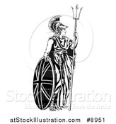 Vector Illustration of a Britannia, Personification of Britain, Standing with a Union Jack Shield and Holding a Trident by AtStockIllustration