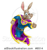 Vector Illustration of a Brown Easter Super Hero Bunny Rabbit Running by AtStockIllustration