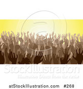 Vector Illustration of a Brown Group of Silhouetted Hands in a Crowd by AtStockIllustration